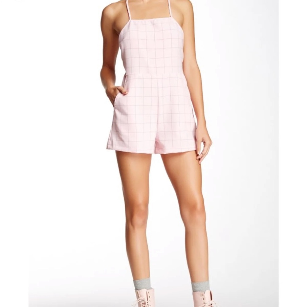 American Apparel pink grid romper